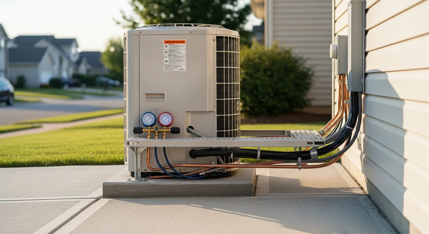 HVAC technician installing heating and cooling system