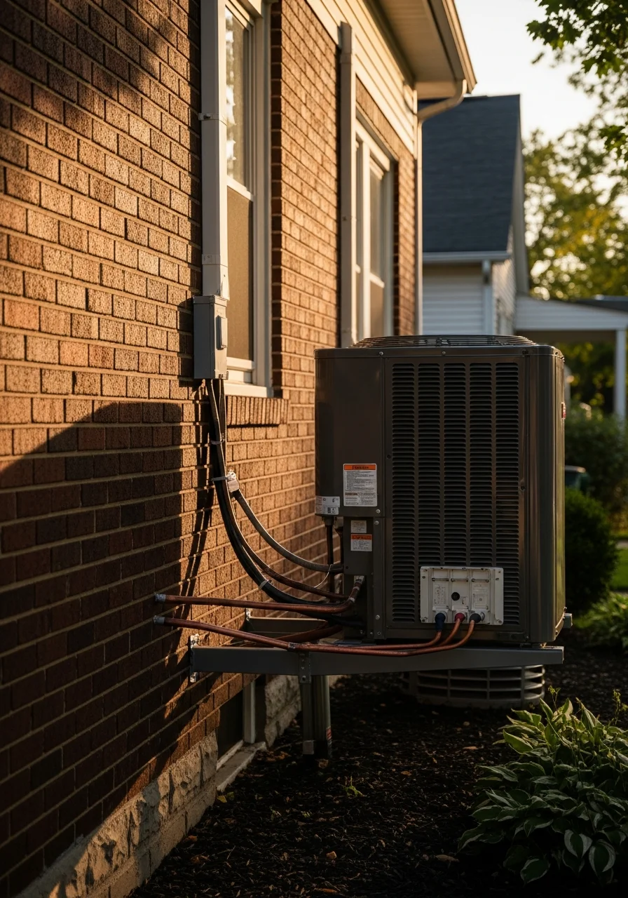 Technician working on an Edwardsville home's exterior, demonstrating professional service quality.